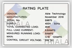 plastic rating plate