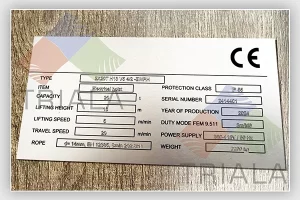 stainless steel rating plate